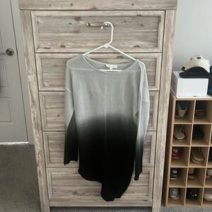Long fading gray to black boat neck sweater